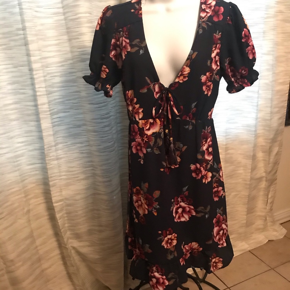 Navy dress with flowers